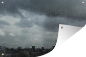 Affiche de jardin Fenêtre avec gouttes de pluie à Londres 120x80 cm - Toile de jardin / Toile d'extérieur / Peintures pour l'extérieur (décoration de jardin)