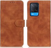 KHAZNEH Oppo A54 5G Hoesje Hoesje Retro Wallet Book Case Bruin