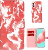 Voor Samsung Galaxy A32 5G Cloud Fog Pattern Horizontal Flip Leather Case met Houder & Card Slot & Wallet (Rood)