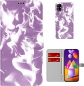 Voor Samsung Galaxy M31s Cloud Fog Pattern Horizontal Flip Leather Case met Houder & Card Slot & Wallet (Paars)