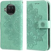 Voor Xiaomi Mi 10T Lite 7-bloemblaadje Bloemen Embossingpatroon Horizontale Flip PU-lederen hoes met houder & kaartsleuven & portemonnee & fotolijst (groen)