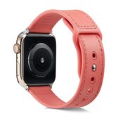 Voor Apple Watch Series 5 & 4 40 mm / 3 & 2 & 1 38 mm enkele gesp TPU + lederen horlogeband (roze)