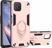 Voor OPPO A92s 2 in 1 Armor Knight Series PC + TPU beschermhoes met onzichtbare houder (rose goud)