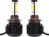 2 STKS X6 9005 36 W 3600LM 6500 K 4 COB LED Auto Koplamp Lampen DC 9-32 V Wit Licht (Zwart)