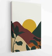 Mountain and Botanical wall art vector set. Earth tones landscapes wallpaper 1 - Moderne schilderijen – Vertical – 1924982612 - 80*60 Vertical