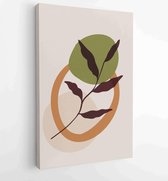 Earth tone background foliage line art drawing with abstract shape 1 - Moderne schilderijen – Vertical – 1928942372 - 80*60 Vertical