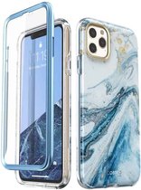 Cosmo 360 Backcase hoesje met screenprotector iPhone 11 Pro - Marmer Blauw