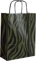 50x papieren tasjes Zebra Groen A5- 18x8x24cm (bxdxh)