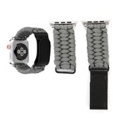 Magic Paste lederen paraplu touw nylon polshorloge band met en roestvrij stalen gesp voor Apple Watch Series 3 & 2 & 1 38 mm (grijs)