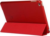 Horizontale leren flip-hoes met drie-uitklapbare houder en slaap- / wekfunctie voor iPad mini 4 (rood)