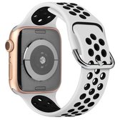 Tweekleurige siliconen horlogeband voor Apple Watch Series 6 & SE & 5 & 4 44 mm / 3 & 2 & 1 42 mm (wit zwart)