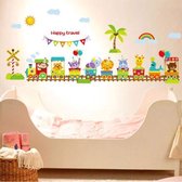 Kinderen Cartoon Trein Dier Muursticker PVC Slaapkamer Achtergrond Muurstickers Voor Kinderen Kamers Home Decor