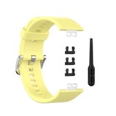Voor Huawei Watch Fit Siliconen vervangende polsband Horlogeband met roestvrijstalen gesp (romig geel)