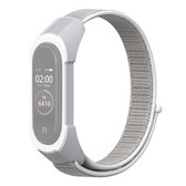 Voor Geschikt voor Xiaomi Mi Band 5/4/3 Nylon vervangende band horlogeband (schelp + grijs wit)