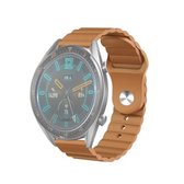 22 mm voor Huawei Watch GT2e / GT2 46 mm omgekeerde gesp golf siliconen band (bruin)