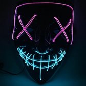 Halloween Festival Party X Face Seam Mouth Two Color LED Luminescence Mask (Purple Blue)