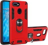 Voor OPPO F9 & F9 Pro 2 in 1 Armor Series PC + TPU beschermhoes met ringhouder (rood)