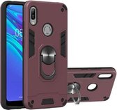 Voor Huawei Honor 8A / Y6 (2019) 2 in 1 Armor Series PC + TPU beschermhoes met ringhouder (wijnrood)