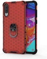 Voor Huawei Y9S schokbestendige honingraat PC + TPU ringhouder beschermhoes (rood)