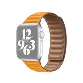 Voor Apple Watch Series 6 & SE & 5 & 4 44mm / 3 & 2 & 1 42mm lederen vervangende band horlogeband (geel)
