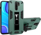 Voor Xiaomi Redmi 9 2 in 1 PC + TPU schokbestendige beschermhoes met onzichtbare houder (donkergroen)