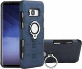 Voor Galaxy S8 + 2 in 1 kubus PC + TPU beschermhoes met 360 graden draaien zilveren ringhouder (marineblauw)