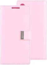 GOOSPERY RICH DAGBOEK PU + TPU Crazy Horse Texture Horizontale flip lederen tas met kaartsleuven en portemonnee voor Galaxy Note 10+ (roze)