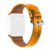 Vervangende lederen horlogebanden voor Apple Watch Series 6 & SE & 5 & 4 40 mm / 3 & 2 & 1 38 mm (geel)