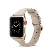 Voor Apple Wacth 5/4 40 mm & 3/2/1 38 mm dunne lederen vervangende polsband horlogeband (roomwit)