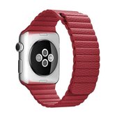 Voor Apple Watch 42 mm lus magnetische sluiting sluiting PU lederen horlogeband (rood)