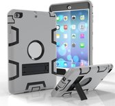Voor iPad Mini 3/2/1 schokbestendige pc + siliconen beschermhoes, met houder (grijs zwart)