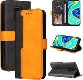 Voor Xiaomi Redmi Note 9S/Note 9 Pro/Note 9 Pro Max Zakelijke Stiksels-Kleur Horizontale Flip PU Lederen Case met Houder & Kaartsleuven & Fotolijst (Oranje)