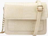 Fashionfanatics® Ascona Crossbodytas Creme Krokodil print - Magneetsluiting - Dames