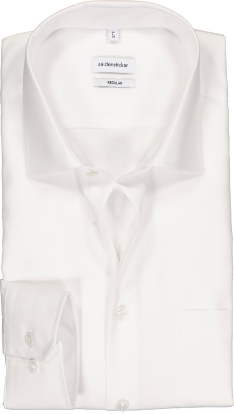 Seidensticker regular fit overhemd - wit - Strijkvrij - Boordmaat: 48