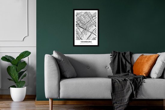 Affiche avec cadre Plan de la ville - Voorburg - Grijs - Wit - 20x30 cm