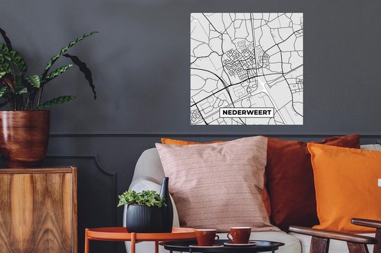 Affiche Plan de la ville - Nederweert - Grijs - Wit - 50x50 cm