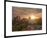 Fotolijst incl. Poster - Zonnestralen schijnen over Mexico-stad - 120x80 cm - Posterlijst