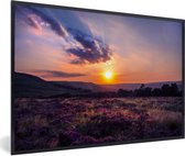 Photo en cadre - Cadre photo Sunset on the heath noir sans passe-partout 60x40 cm - Affiche sous cadre (Décoration murale salon / chambre)