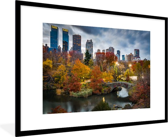 Fotolijst incl. Poster - New York - Central Park - Herfst - 90x60 cm - Posterlijst
