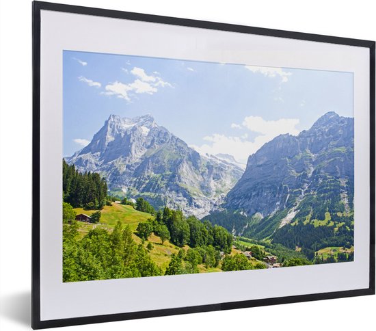 Fotolijst incl. Poster - Panorama over de berg Junfrau bij Eiger in Zwitserland - 40x30 cm - Posterlijst