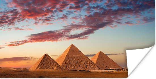 Poster Piramides in Egypte tijdens zonsondergang - 40x20 cm
