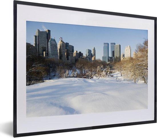 Fotolijst incl. Poster - New York - Central Park - Sneeuw - Winter - 40x30 cm - Posterlijst