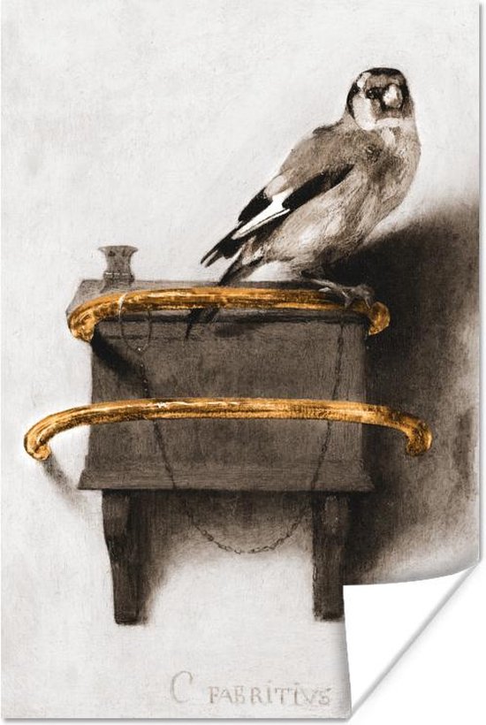 Poster Het puttertje - Carel Fabritius - Goud - 20x30 cm