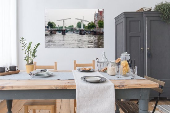 Le Spaarne dans la ville historique de Haarlem Poster 120x80 cm - Tirage photo sur Poster (décoration murale salon / chambre) / Poster Villes européennes