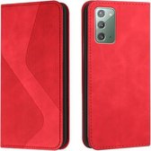 Voor Samsung Galaxy Note20 Skin Feel Magnetisch S-type Effen Kleur Horizontale Flip Lederen Case met Houder & Kaartsleuf & Portemonnee (Rood)