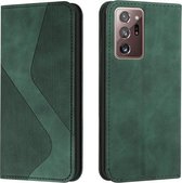 Voor Samsung Galaxy Note20 Ultra Skin Feel Magnetisch S-type Effen Kleur Horizontale Flip Lederen Case met Houder & Kaartsleuf & Portemonnee (Groen)