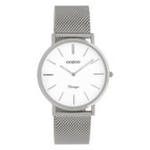 OOZOO Vintage series - Zilveren horloge met zilveren metalen mesh armband - C9902 - Ø36