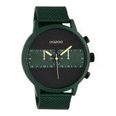 OOZOO Timepieces - Groene horloge met groene metalen mesh armband - C10512 - Ø50