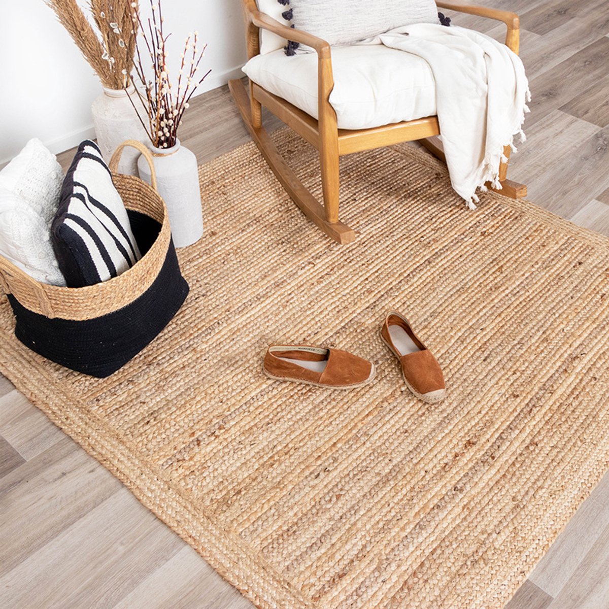 NATURL. Jute vloerkleed - Fair vierkant Naturel - 120x120cm