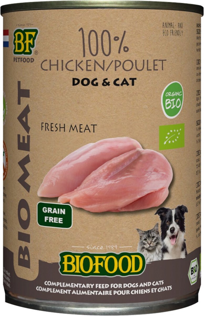 Biofood Biofood Organic - Biologisch Hondenvoer Natvoer - Kip - 12 x 400 gr NL-BIO-01